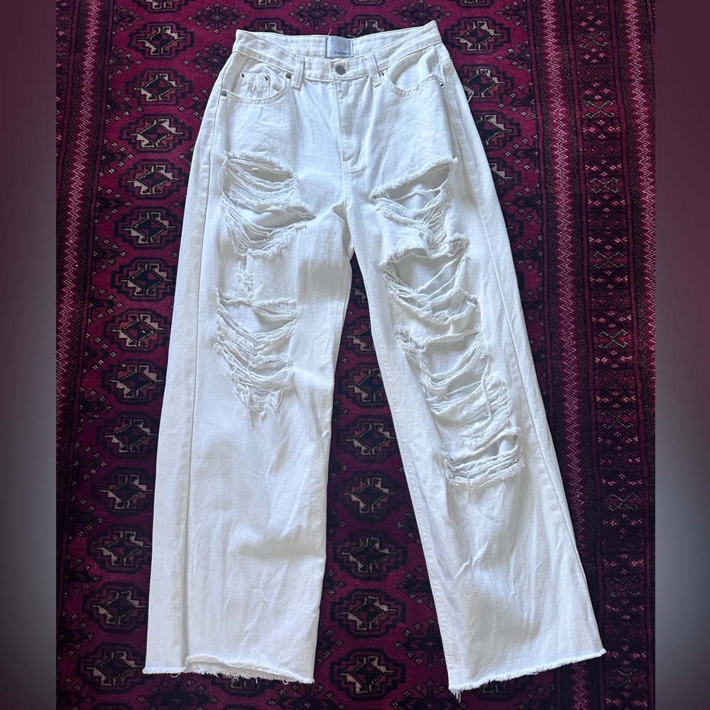 The Frankie Shop ripped white Doreen jeans